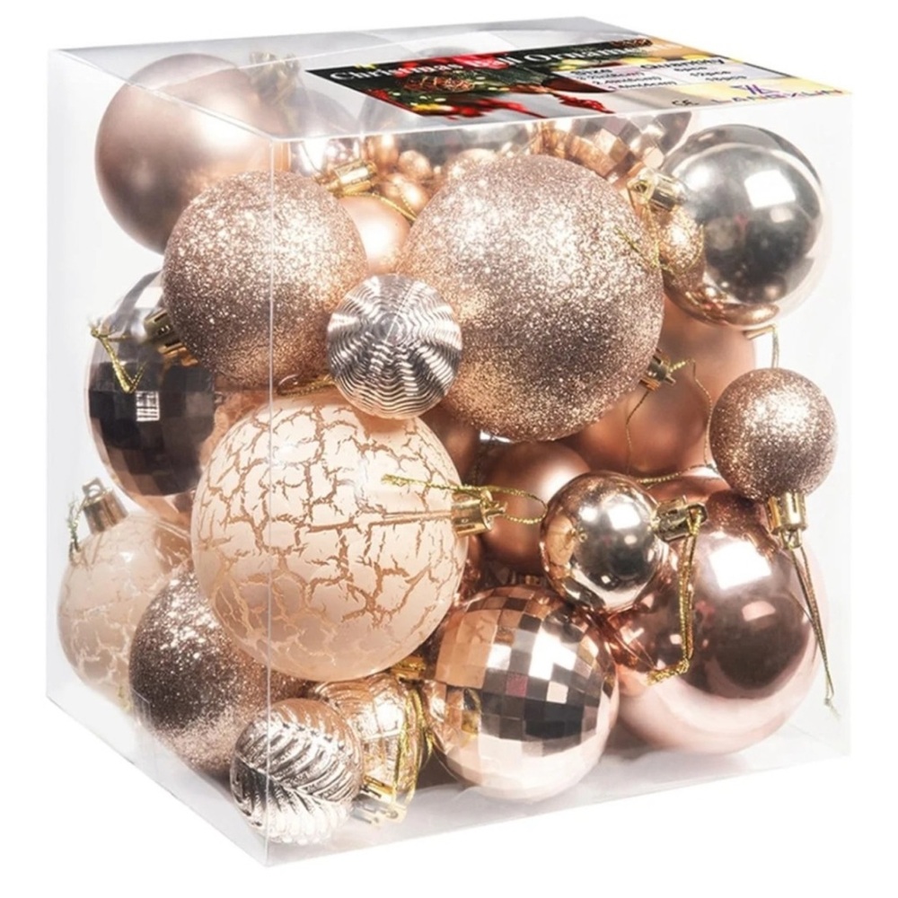 Elegant Shatterproof Ornaments Set - Gold and Cream. Brand new.